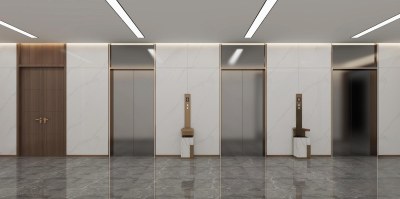 现代电梯厅3D模型下载